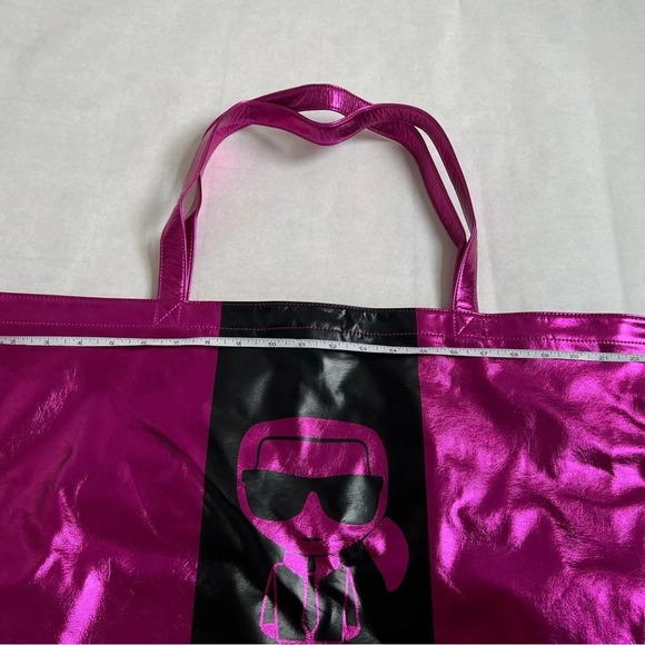 KARL LAGERFELD Handbag Xtra Large Tote Shoulder Bag Pink Metallic NWOT - Picture 6 of 10